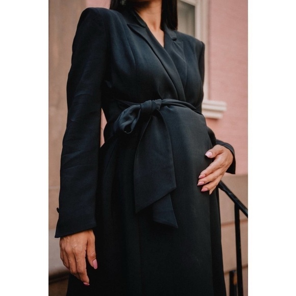 Emilia George Marie Blazer Transitional Maternity Knee Length Shirt Dress Sz XS - Picture 2 of 11